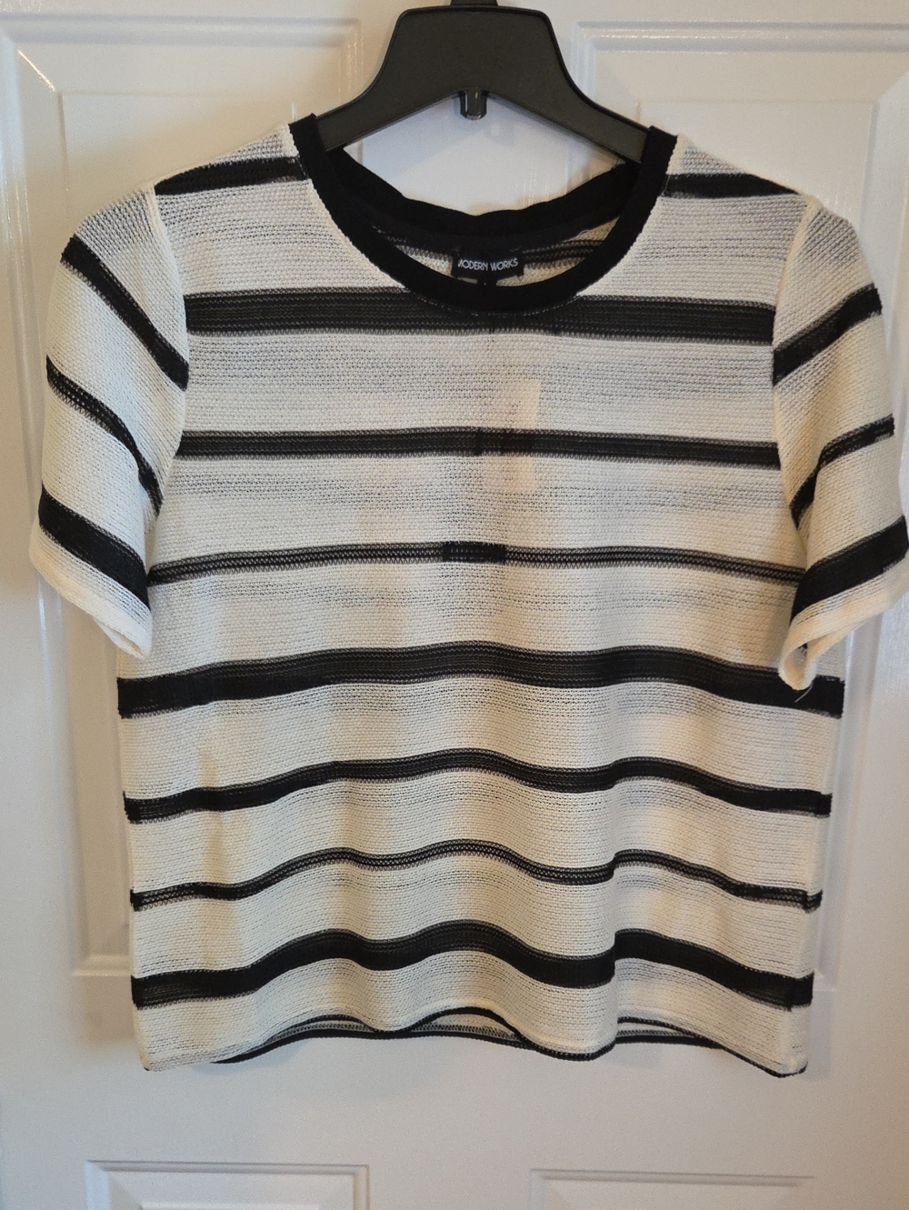 Modern Works Black & White Striped Short Sleeve Knit Tee